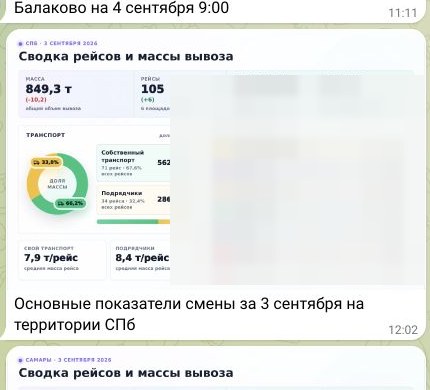 Обезличенный структурированный Telegram-отчёт MYTKO