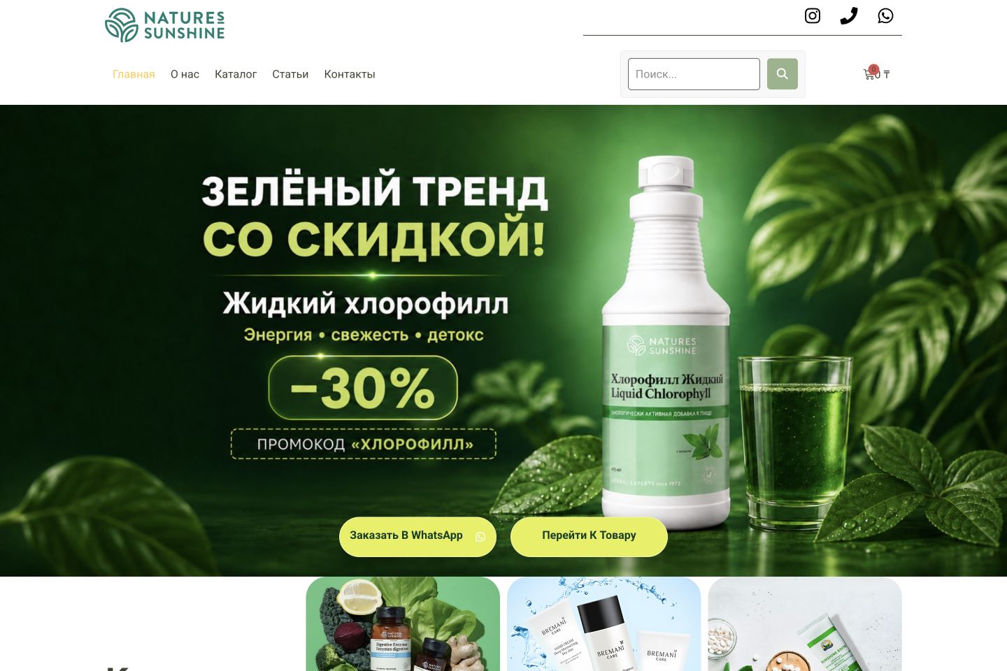 Главная страница интернет-магазина NSP ALMATY
