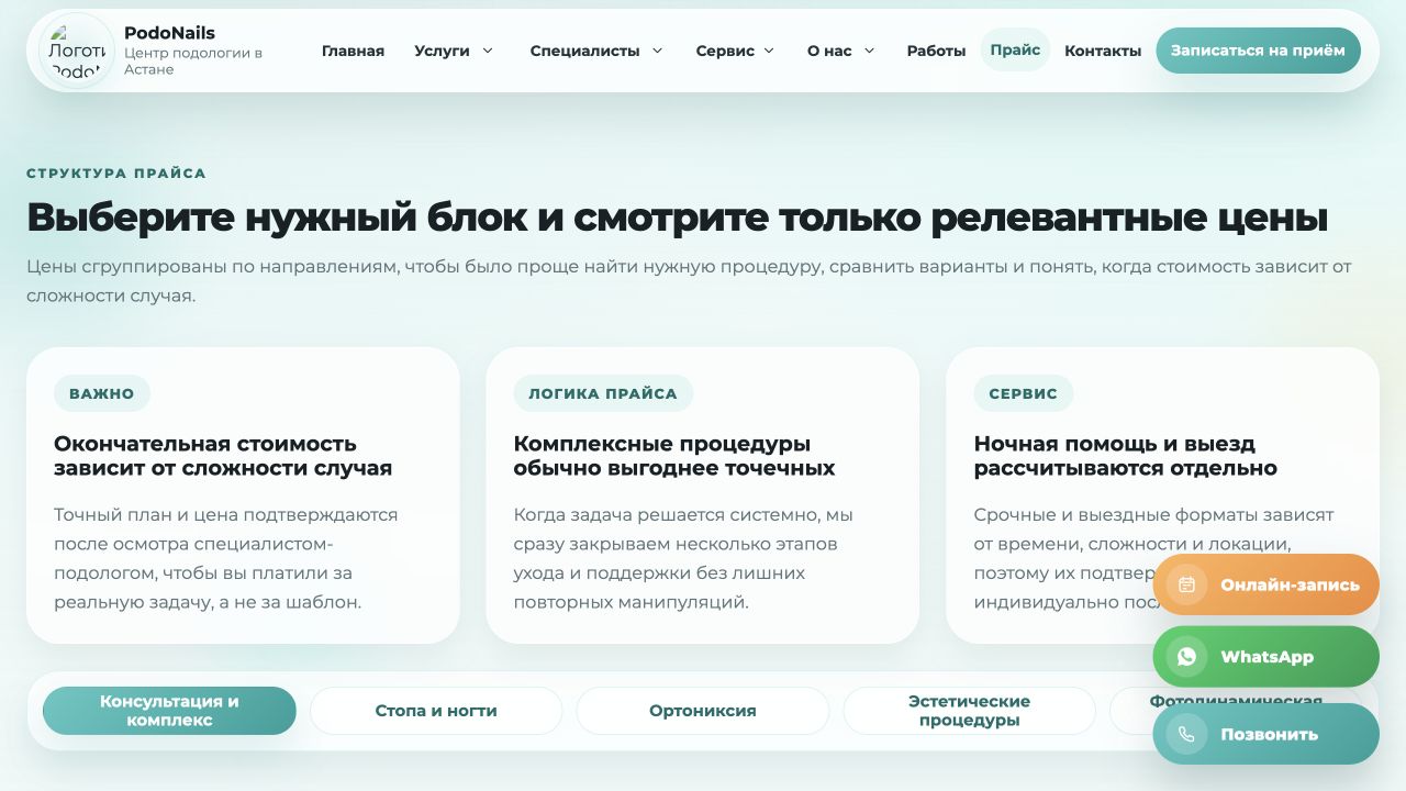 Структура прайса PodoNails