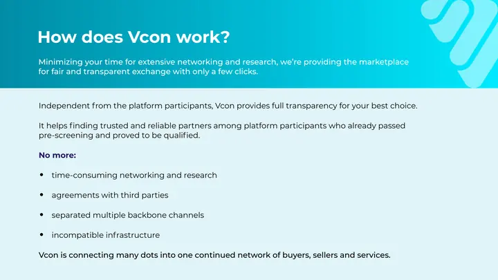 Слайд VCON с миссией продукта